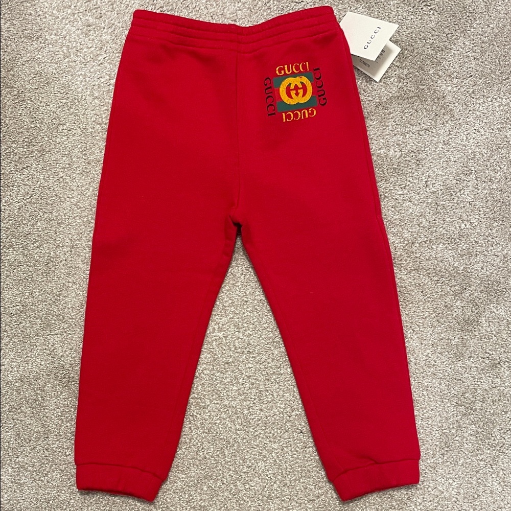 💯 AUTHENTIC Gucci Kids Vibrant Red Joggers